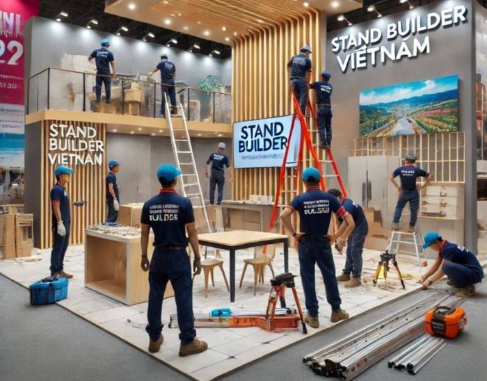 Stand Builder Việt Nam hoàn thiện gian hàng đúng thiết kế và cấu trúc chắc chắn