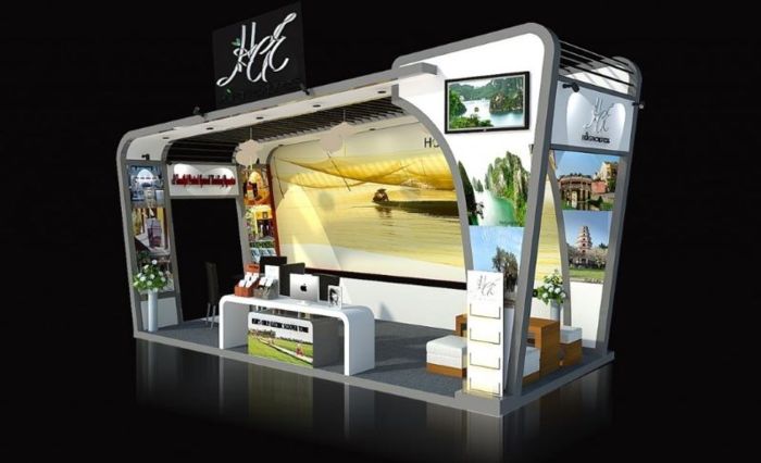 Mô hình 3D gian hàng hội chợ được bố trí khoa học