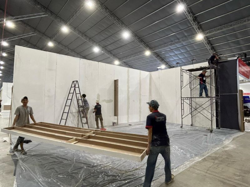Thi công gian hàng đúng tiến độ giúp chủ động trong khâu chuẩn bị