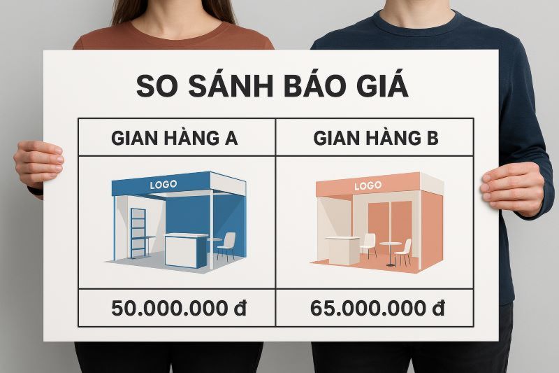 So sánh chi phí trước khi hợp tác với đơn vị thiết kế gian hàng